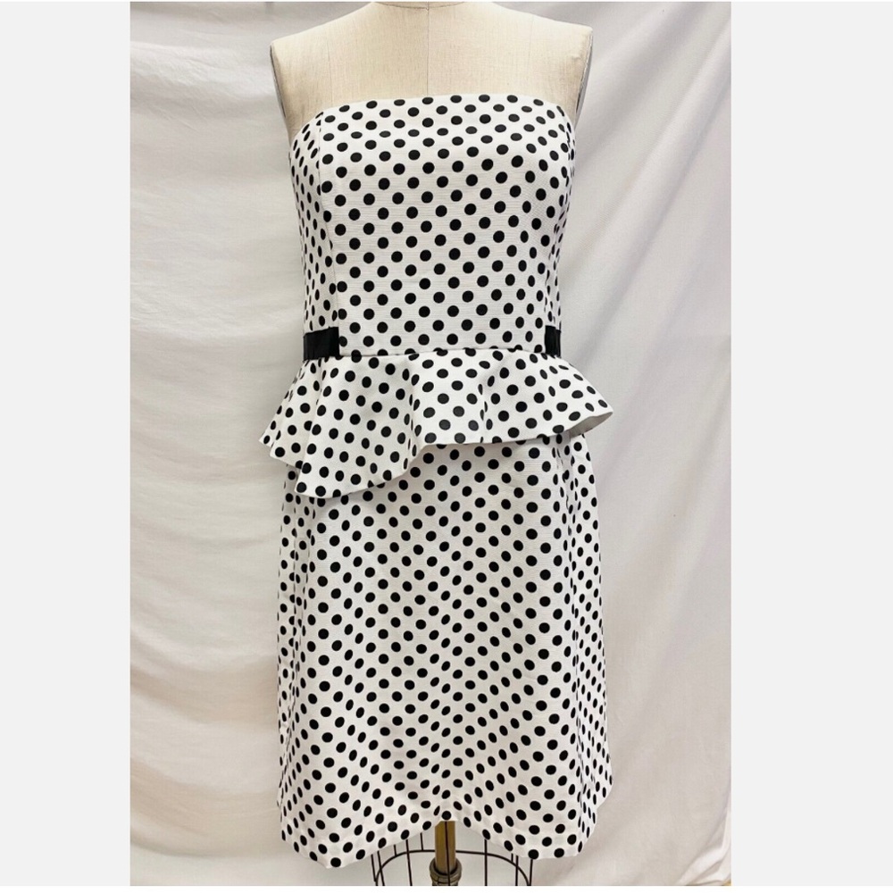 ❤️❤️ White House Black Market Women Strapless Peplum Dress Polka Dot Pencil❤️❤️